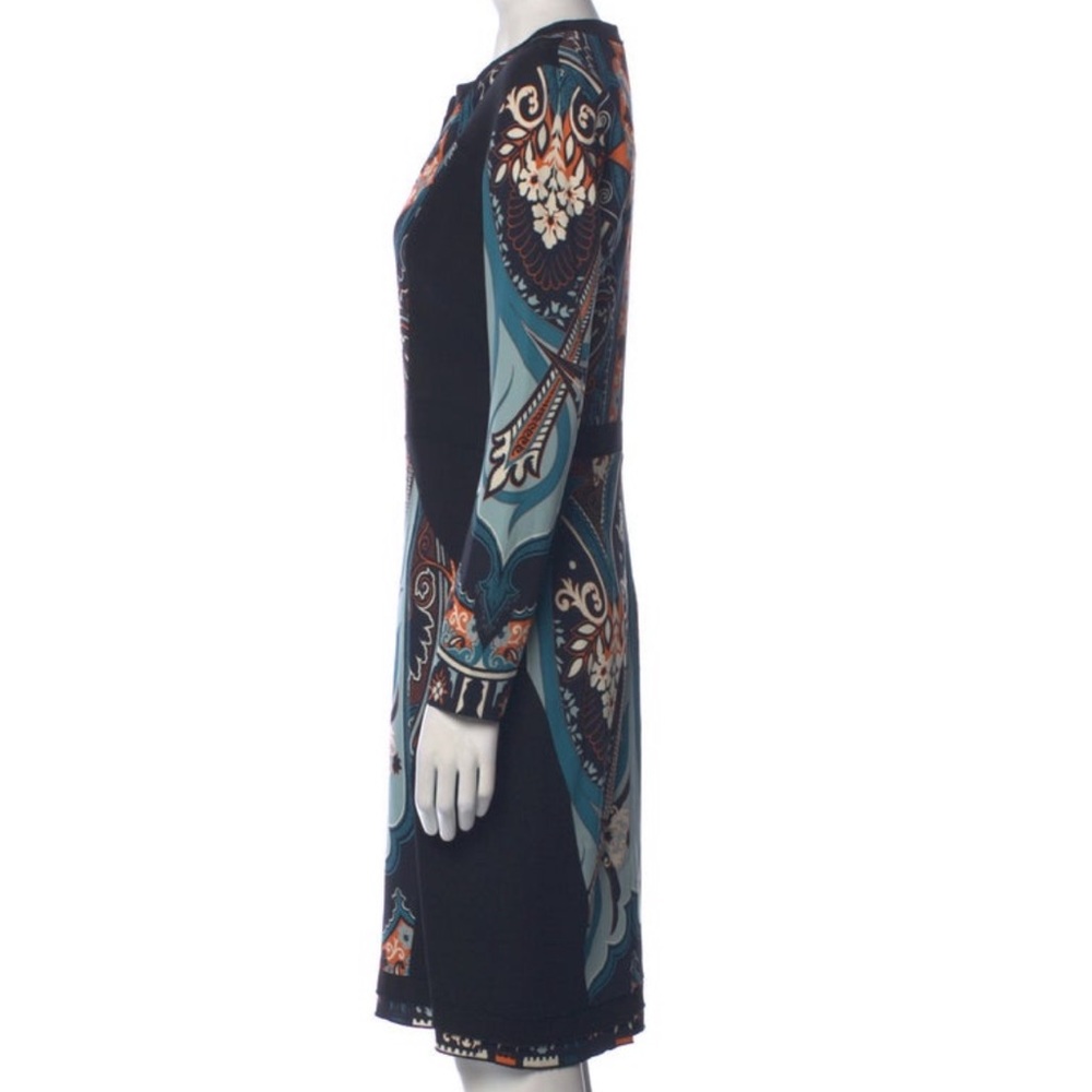 ETRO Paisley Print V-Neck Bohemian Shift Dress - Picture 2 of 8